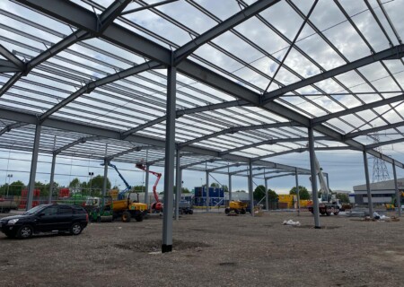 steel frame of warehouse extension