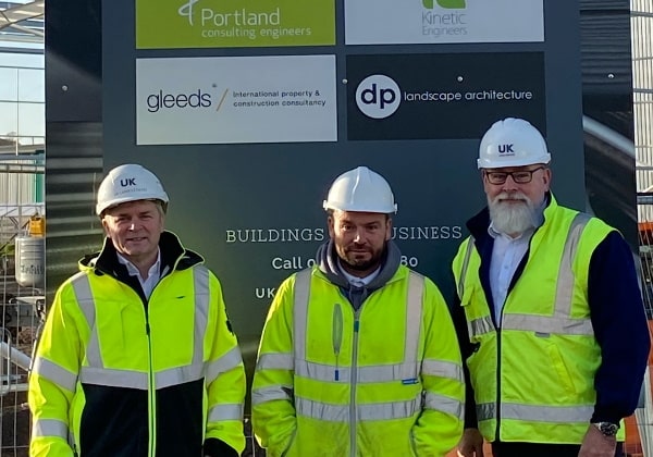 From left to right: Tim Witty (UK Land Estates), Marc Lockwell (STP Construction), and Adrian Bartle (UK Land Estates).